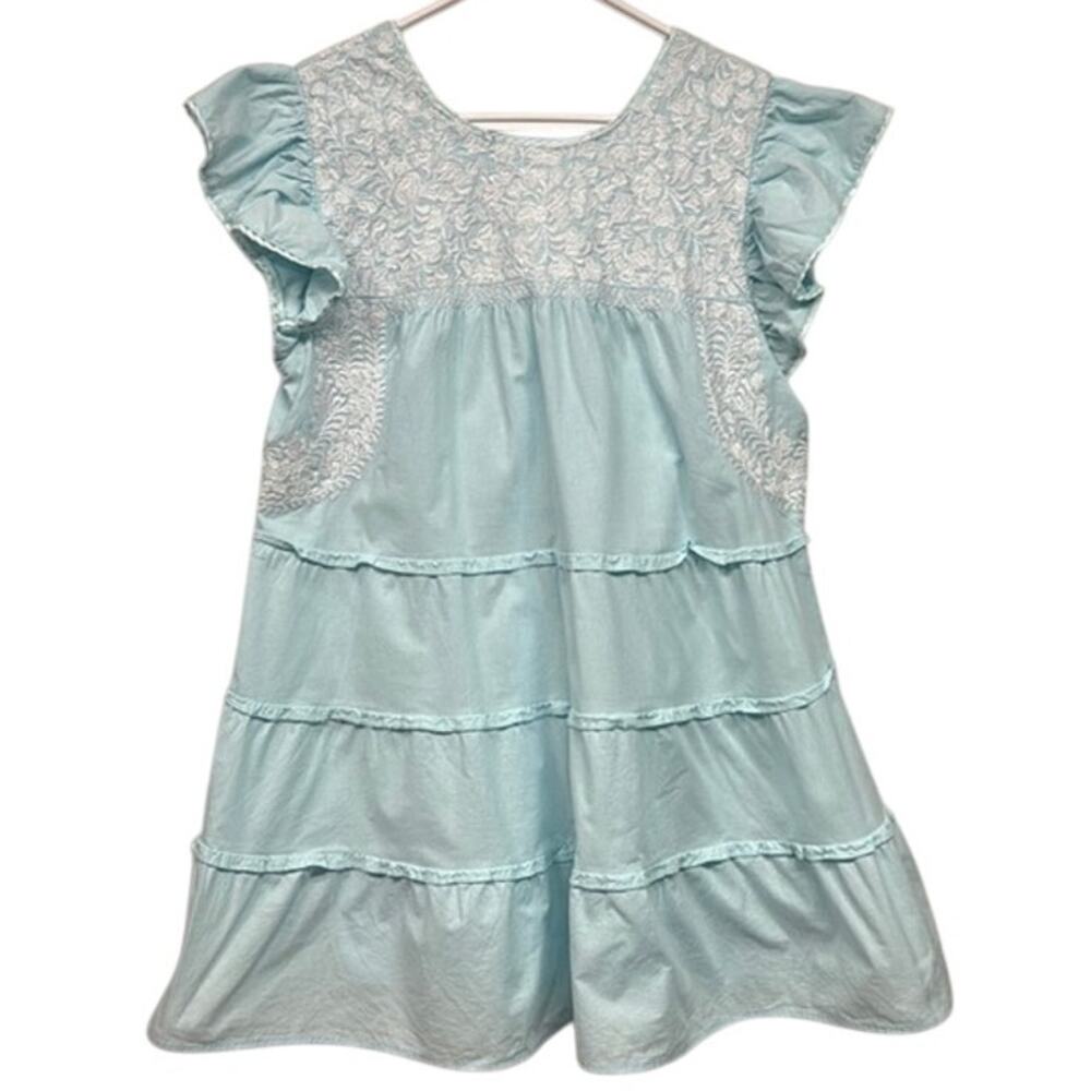 Light Blue Embroidered Midi Dress - Brand:
